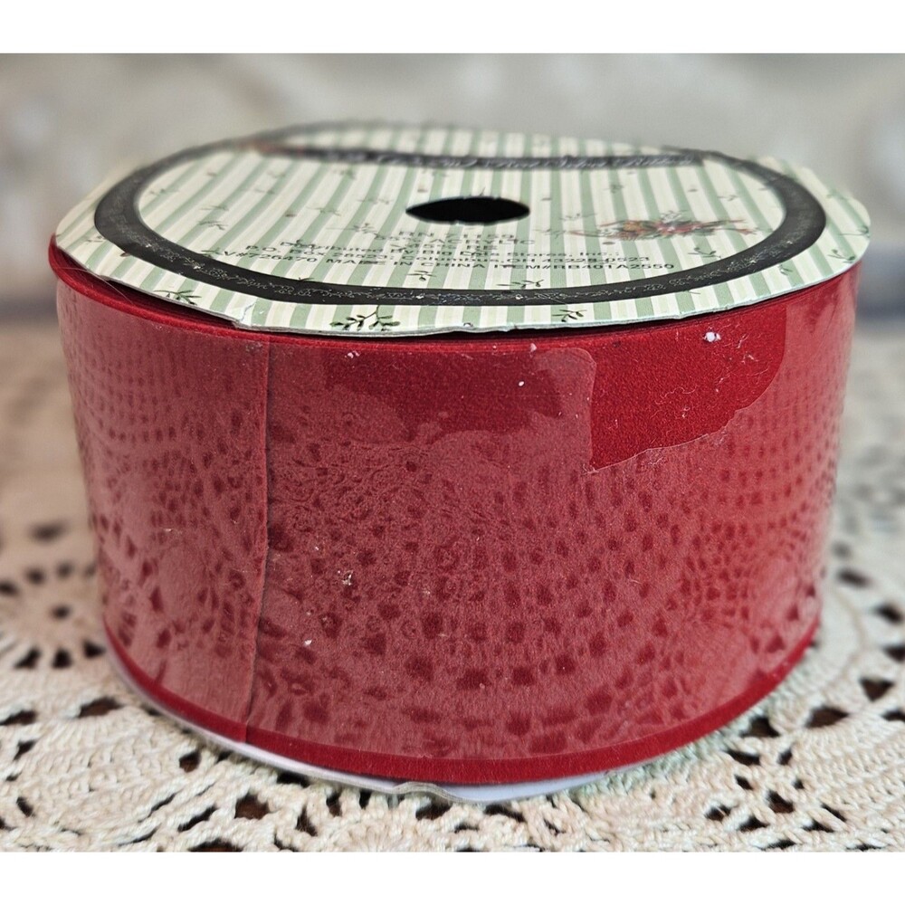 NIP Spool of Red Velvet Ribbon 50 Feet